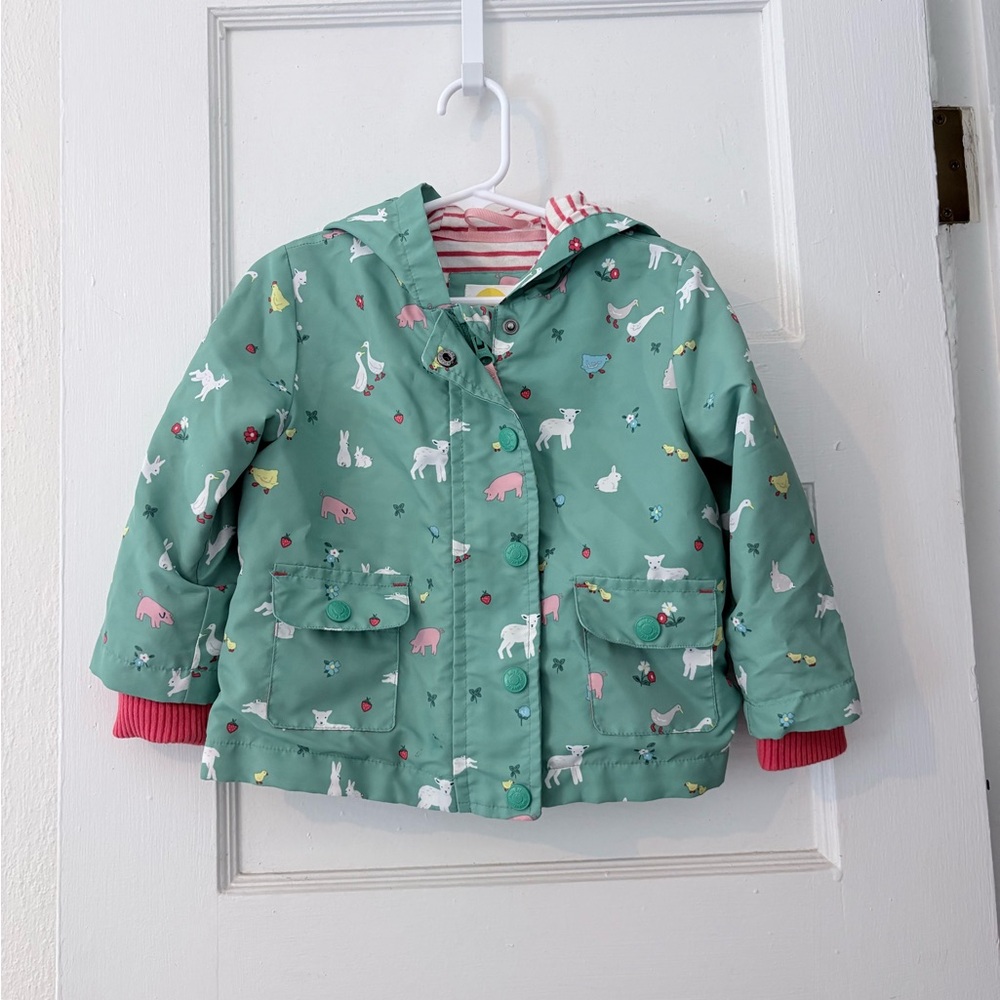 Baby Boden Green Animal Print Coat